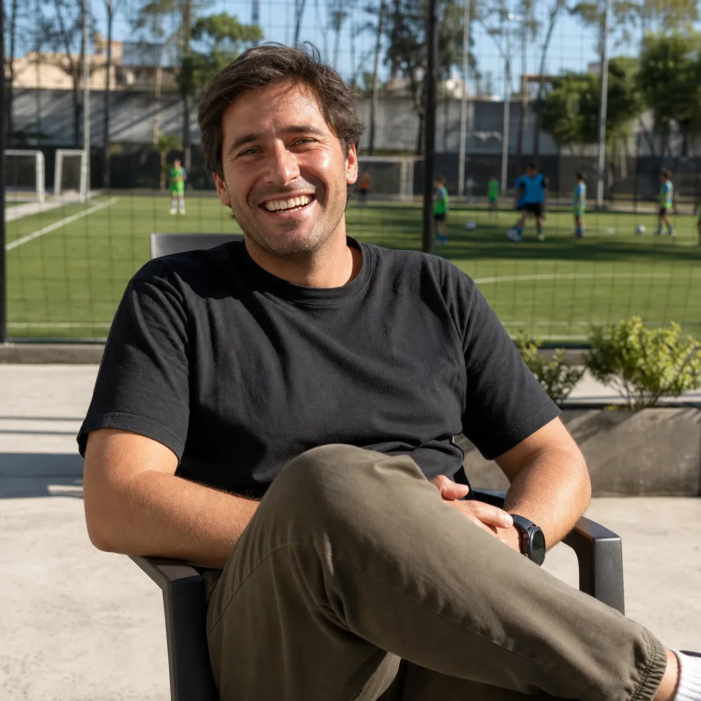 Marco en su complejo de canchas