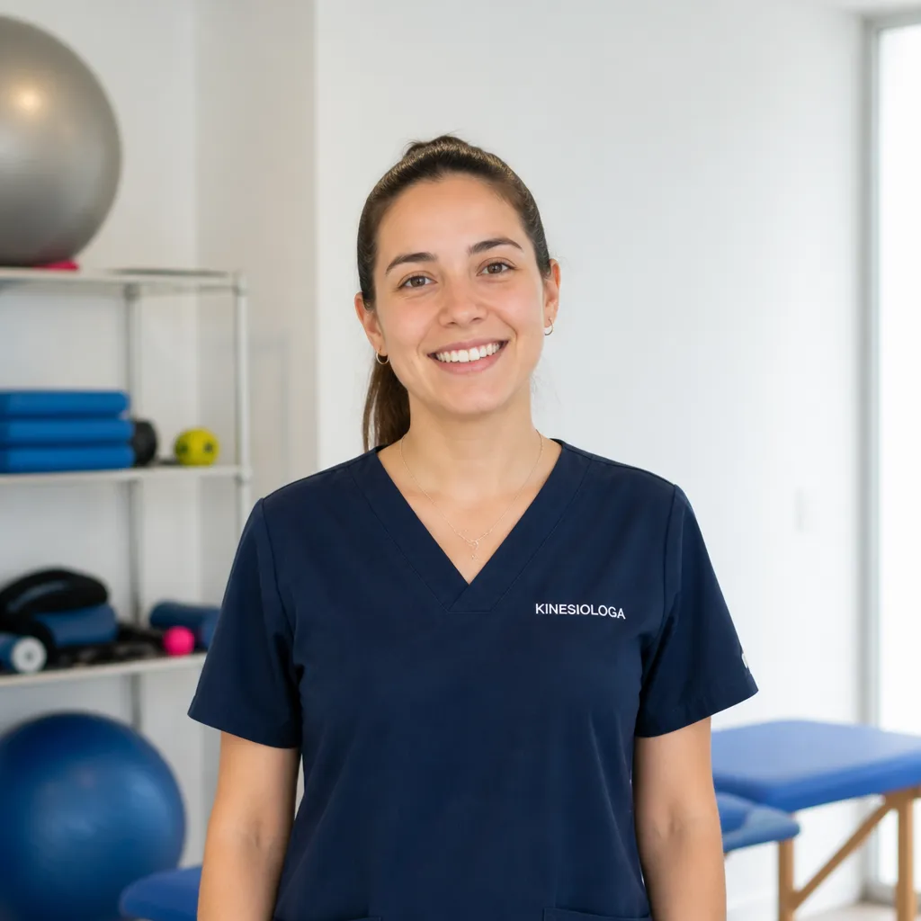 Sofía, kinesióloga, en su consultorio